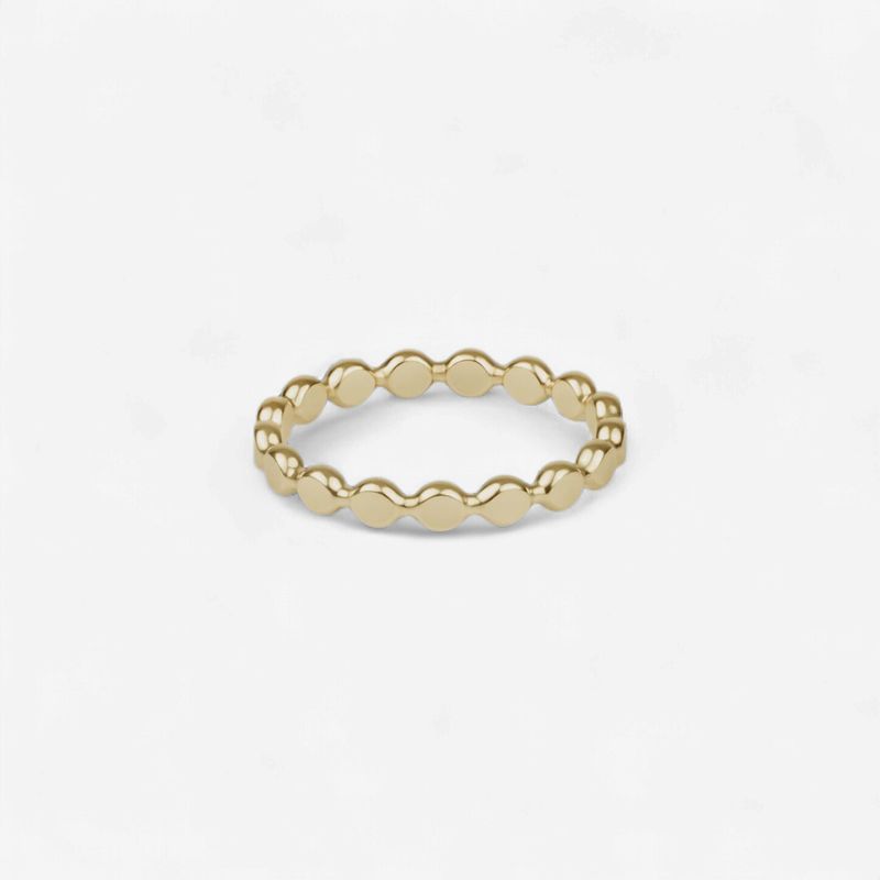 Classic Gold 2.5mm Beaded Disc Ring - Size 6