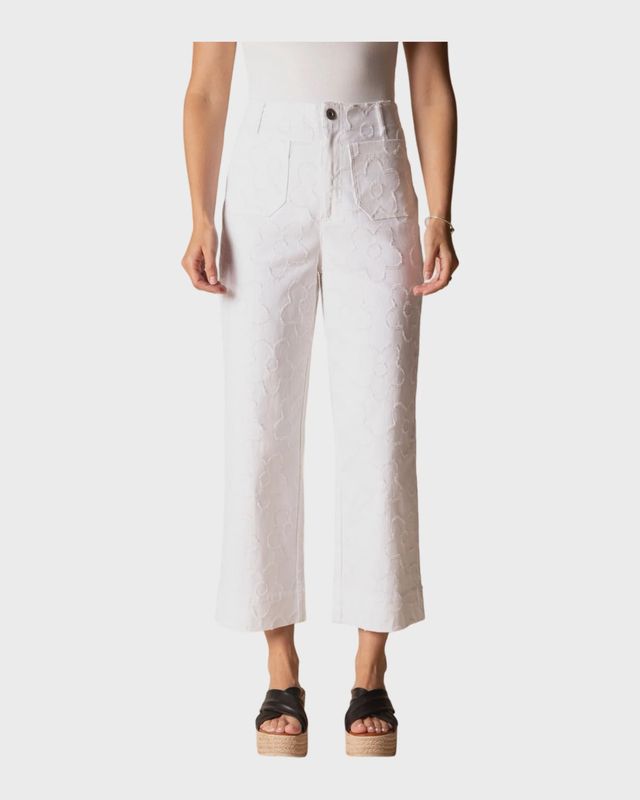 ETCHED FLOWER CROP JEAN