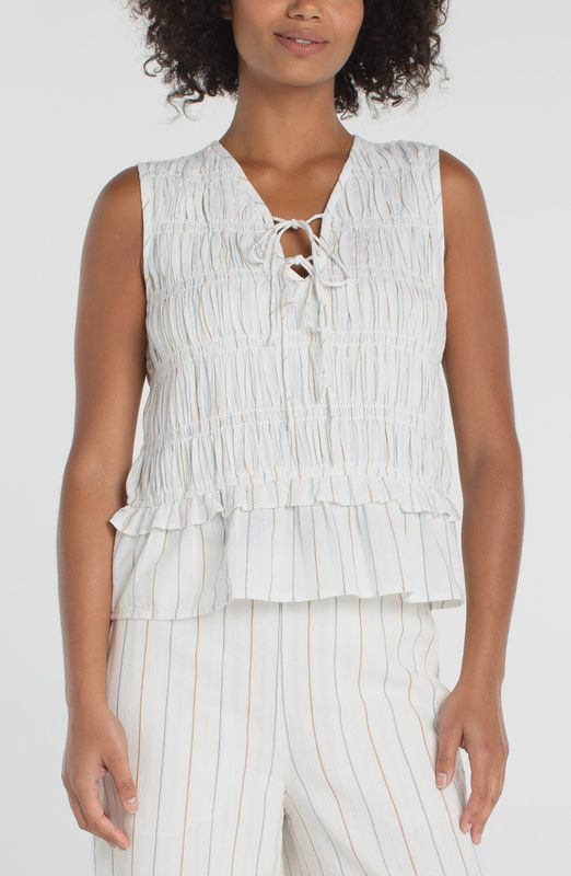 Sleeveless Top w/ Smocking