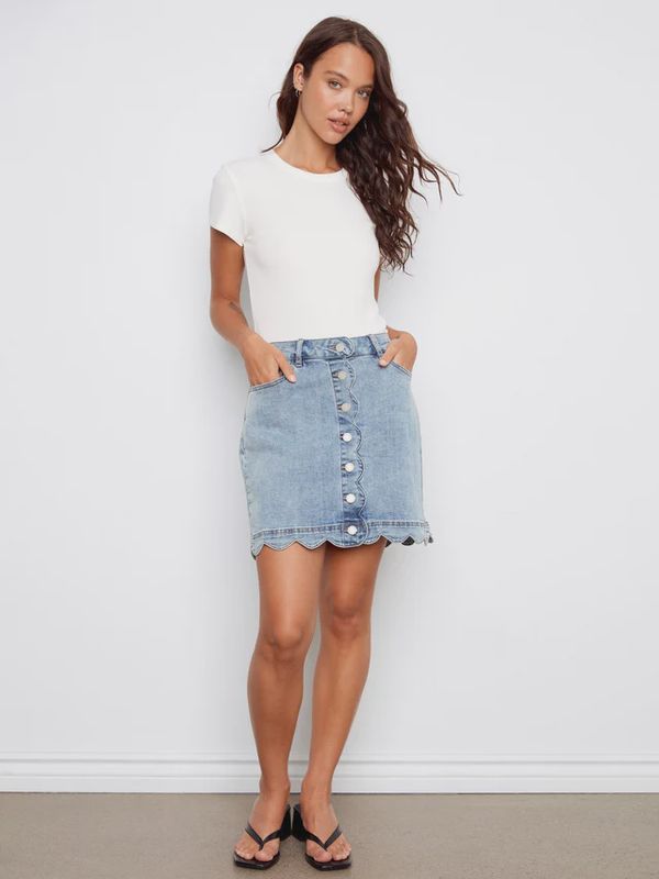 Scalloped Denim Skort
