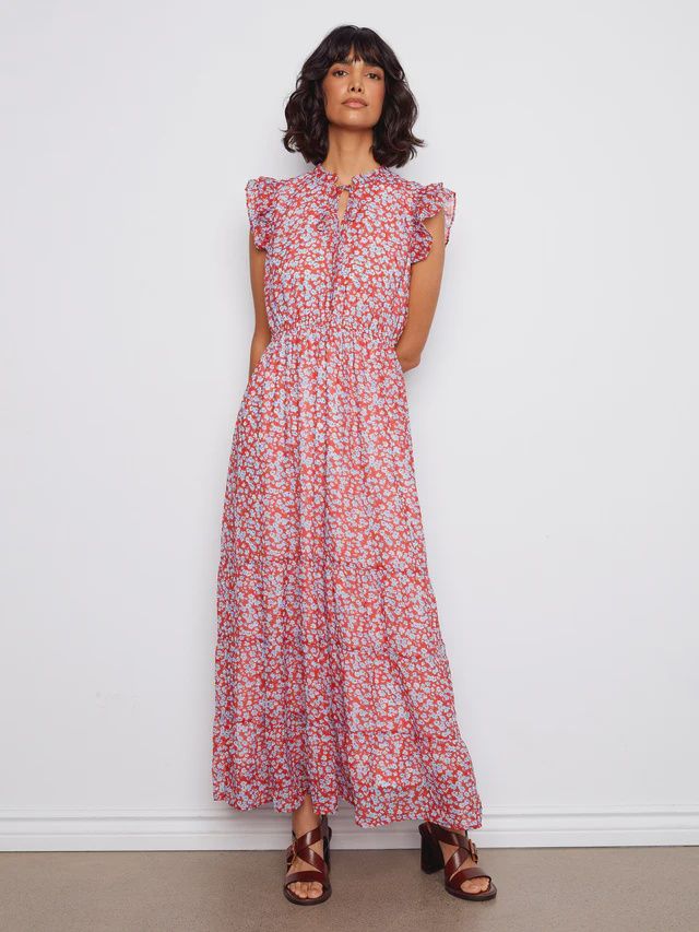 Printed Chiffon Sleeveless Maxi Dress