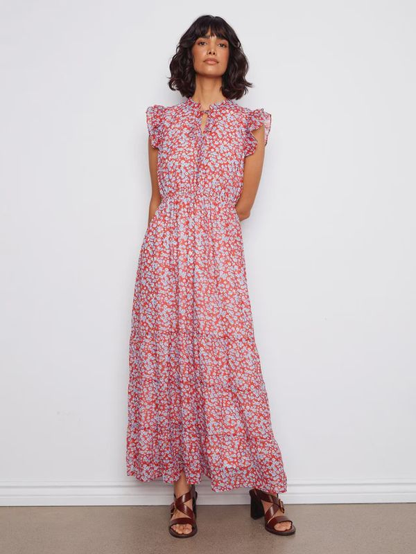 Printed Chiffon Sleeveless Maxi Dress