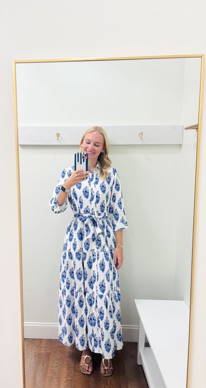 Boho Chic Maxi Blue Belt Dress