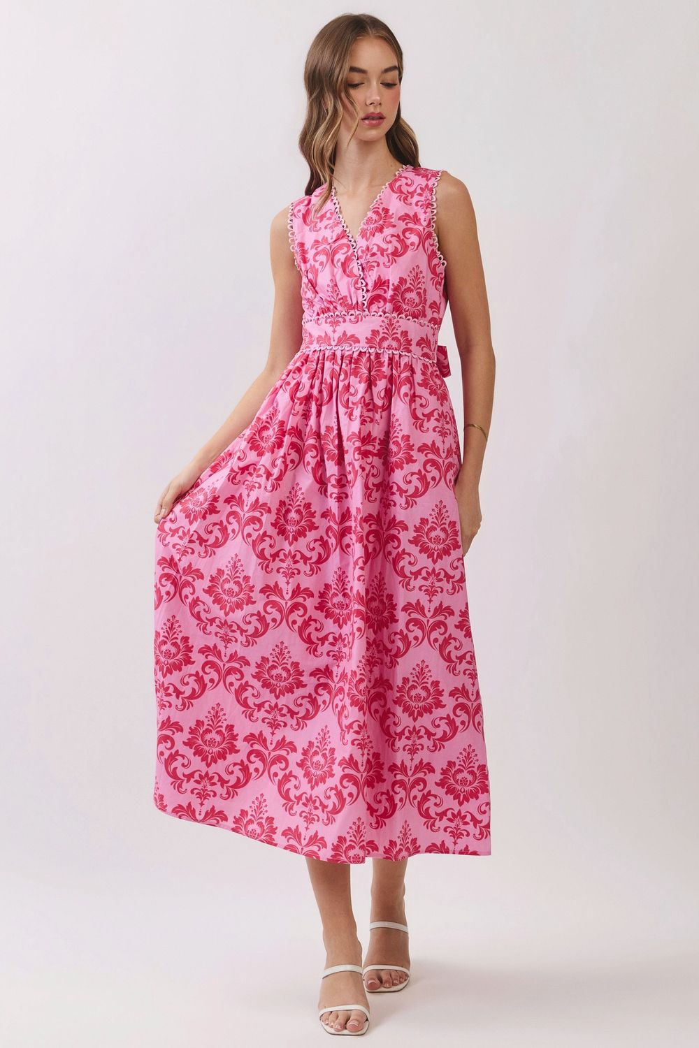 Pink Self Waist Tie Dress Pink Self Waist Tie Dress