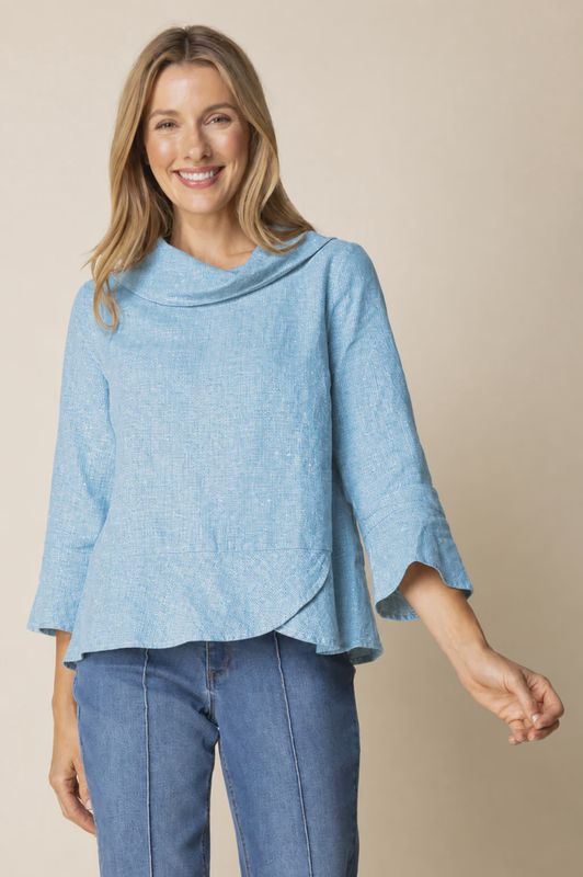 Linen Solid Overlay Top - Topaz