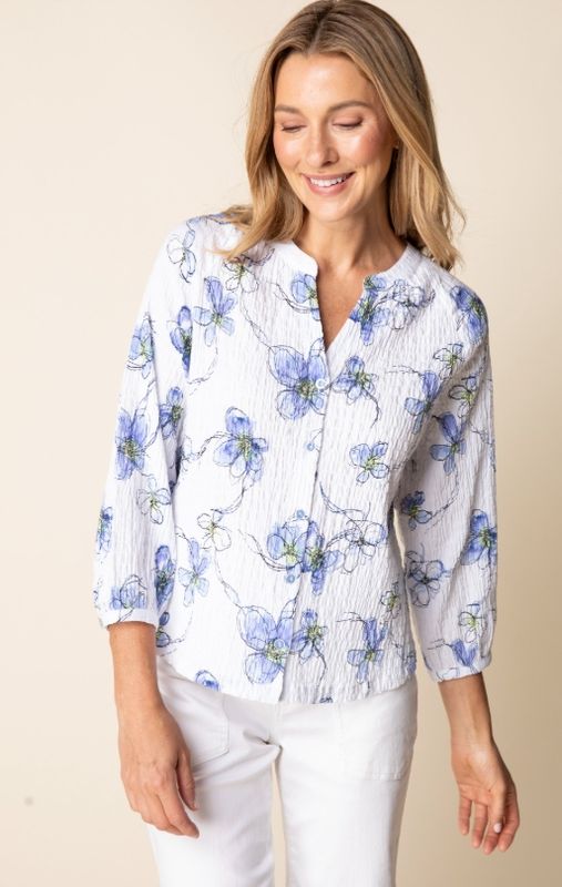 Crinkle Cotton Wildflower Romance Shirt