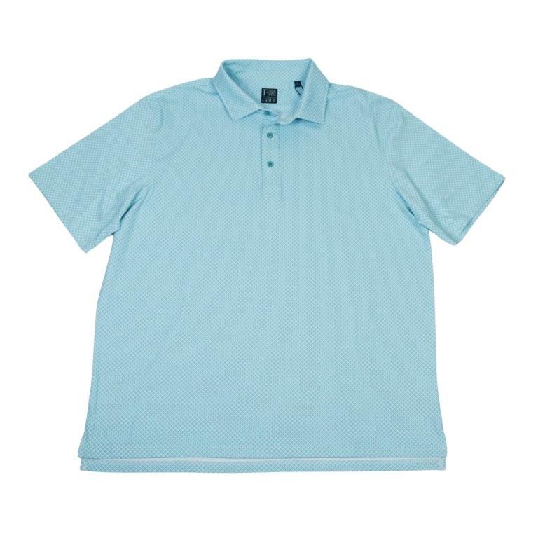 Aqua Shady Pane Print Polo