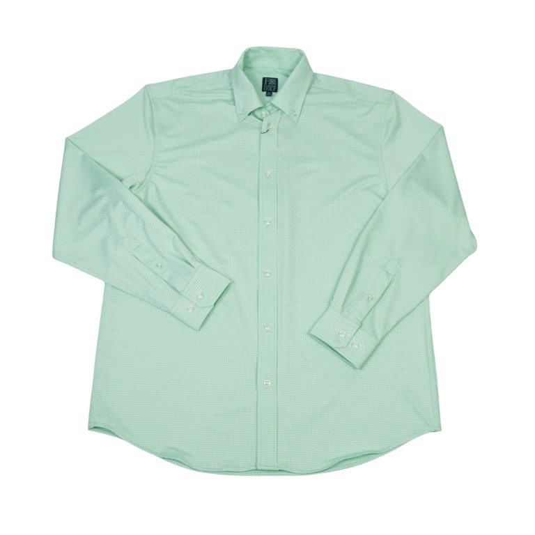 Mint Gingham Stretch Knit Shirt