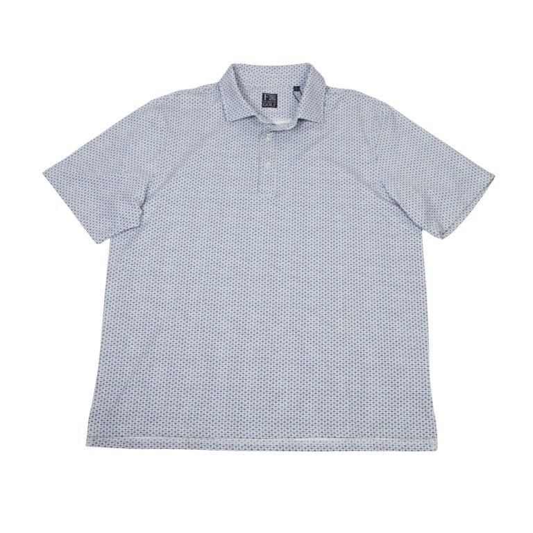 Heather Geo Print Polo - Tan/Blue Heather Geo Print Polo - Tan/Blue