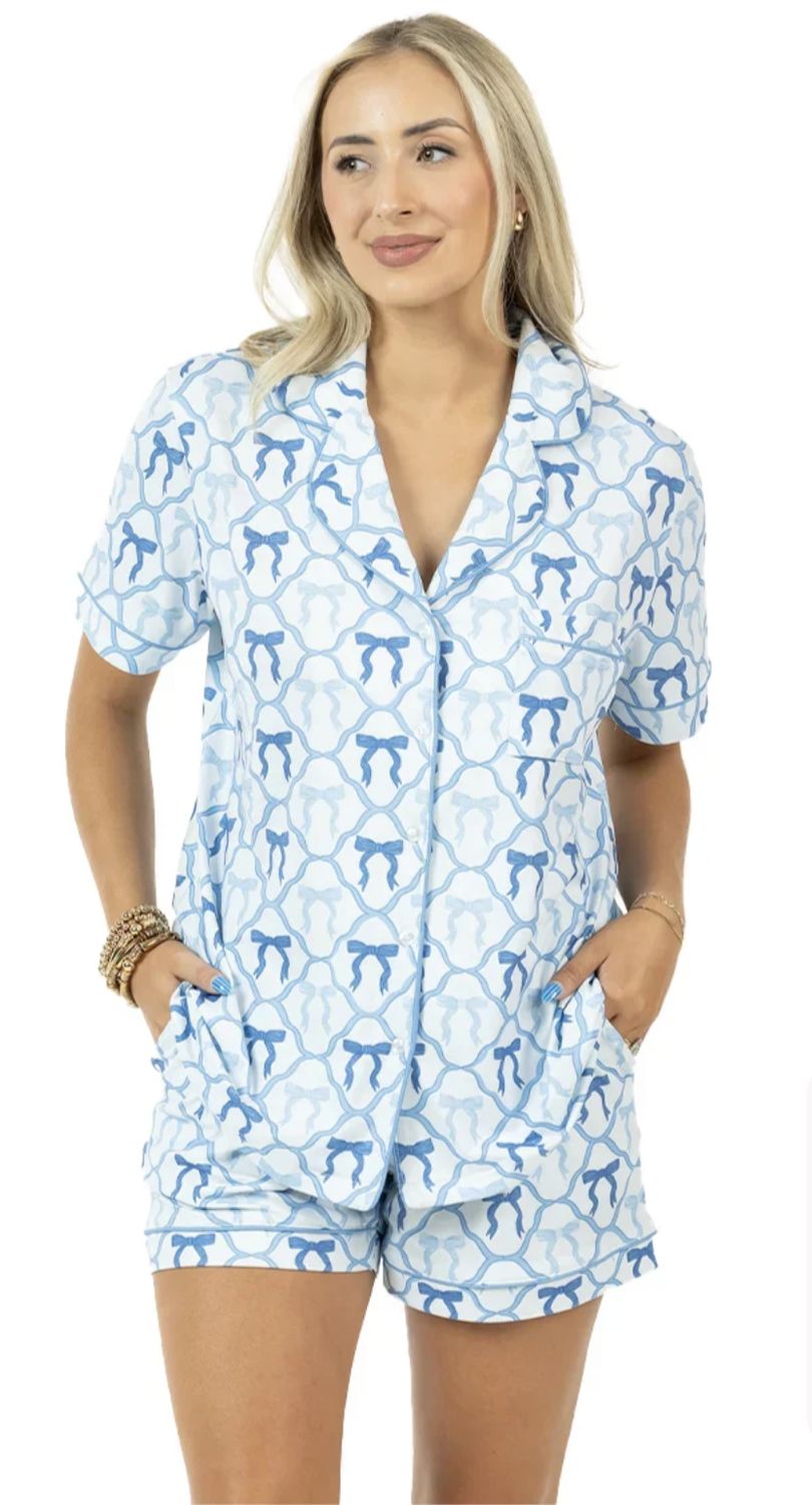 Light Blue Mini Bows PJ Sets Light Blue Mini Bows PJ Sets