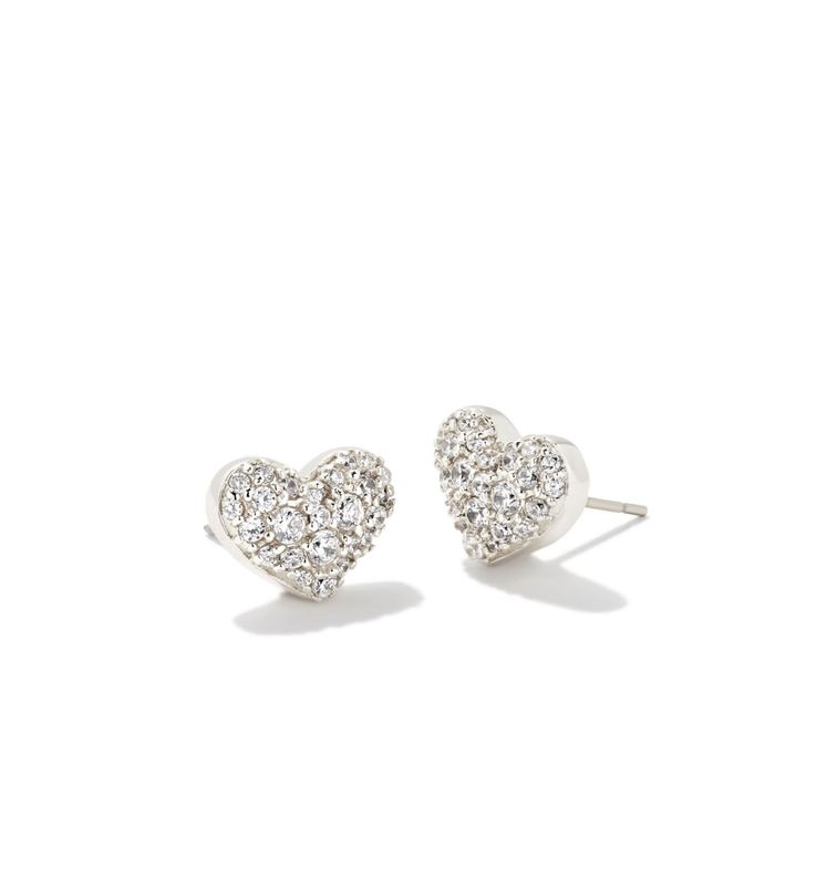 ARI PAVE CRYSTAL HEART EARRINGS