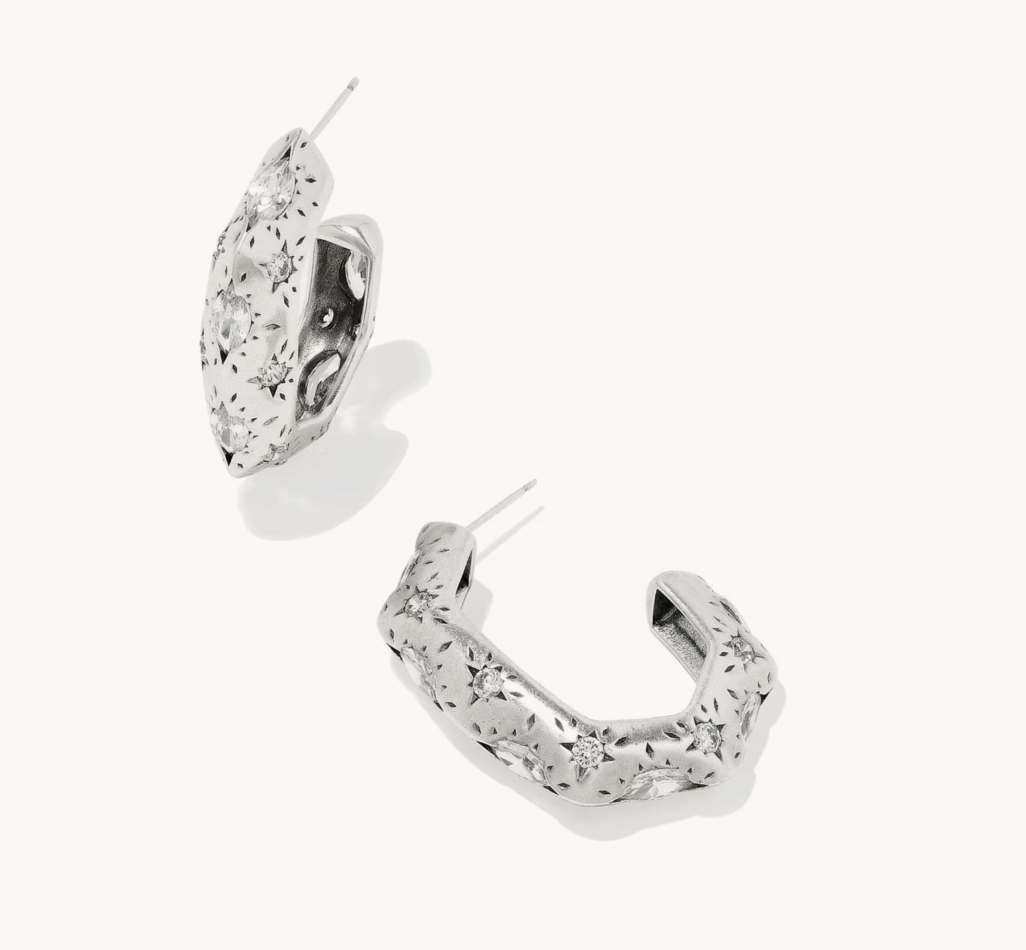 Holland Vintage Silver Hoop Earrings in White CZ Holland Vintage Silver Hoop Earrings in White CZ