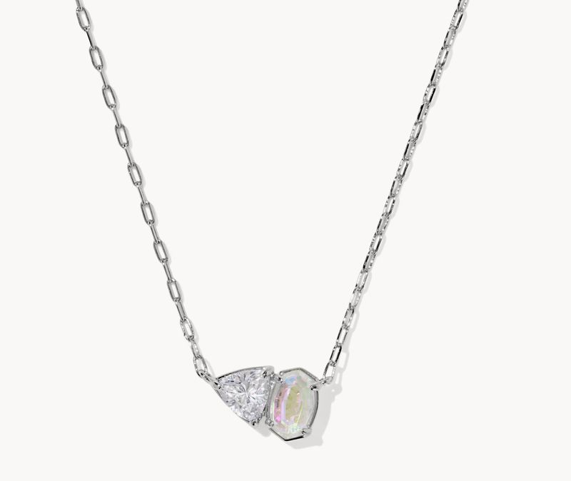 Tatum April Short Pendant Necklace - Silver