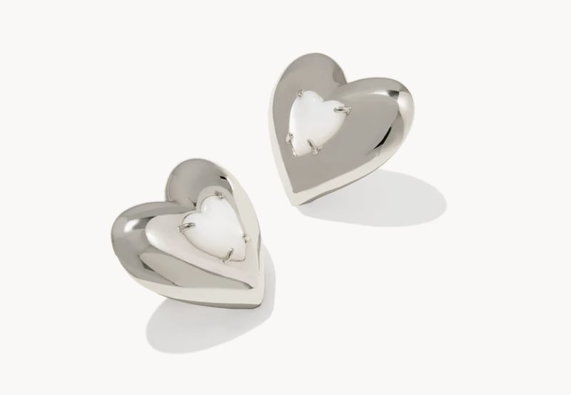 Sasha Heart Silver Stud Earrings