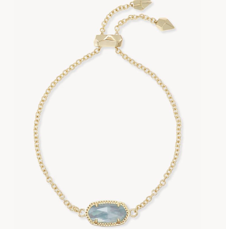 Elaina Gold Adjustable Chain Bracelet in Light Blue Illusion