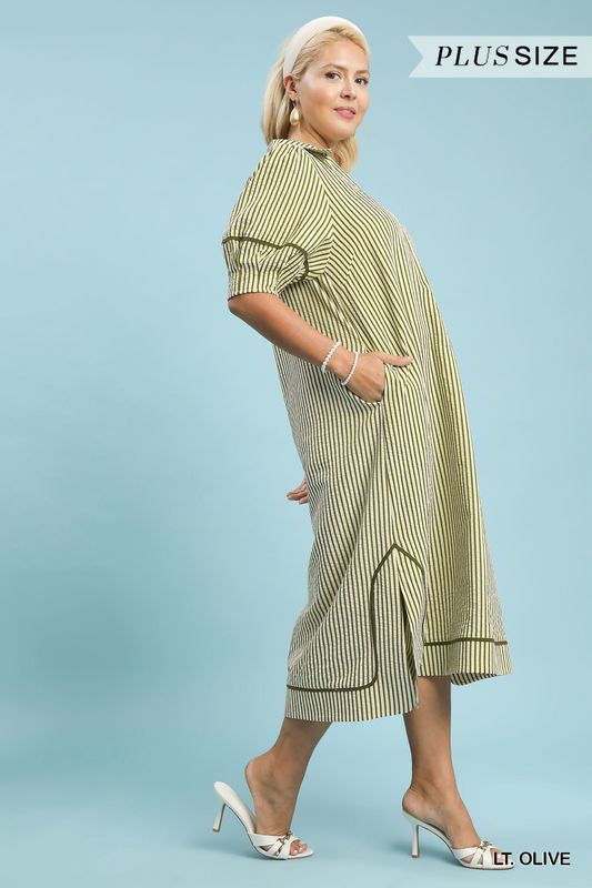 Olive Striped Dress