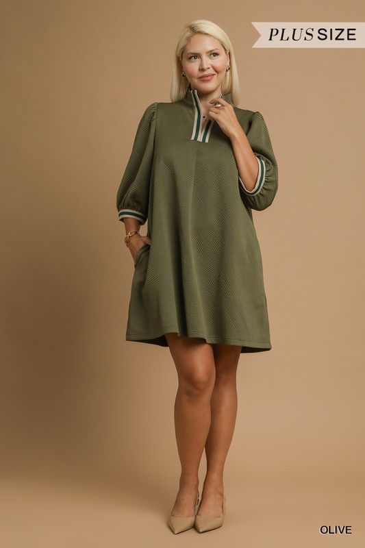High Neck Jacquard Dress