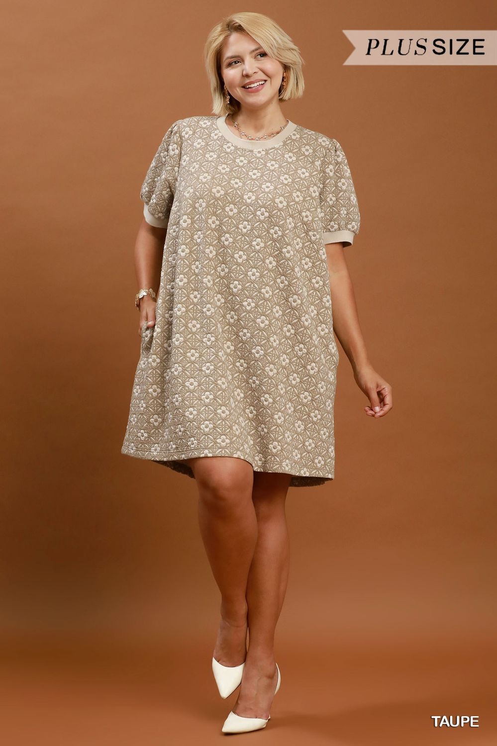 Floral Textured Puff Sleeve Dress