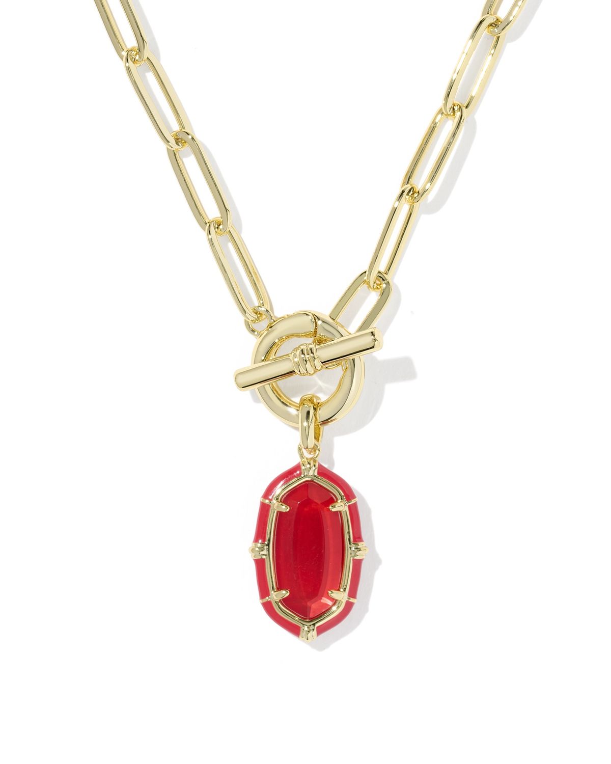 ELISA ENAMEL LINK AND CHAIN NECKLACE GOLD RED ILLUSION ELISA ENAMEL LINK AND CHAIN NECKLACE GOLD RED ILLUSION
