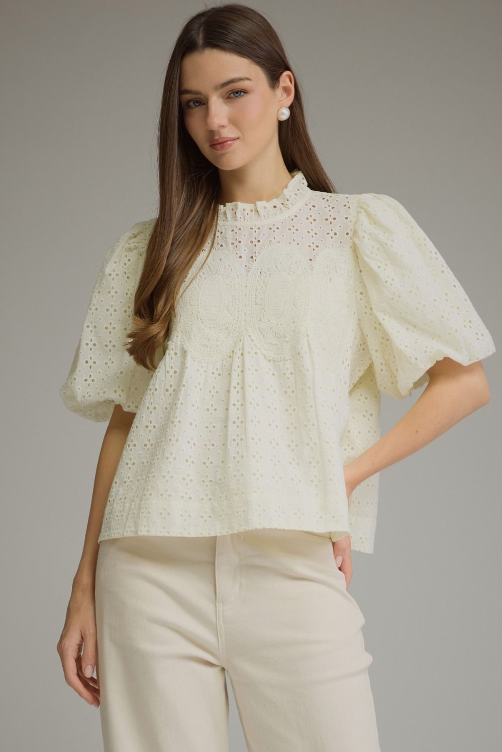 Cream Eyelet Top