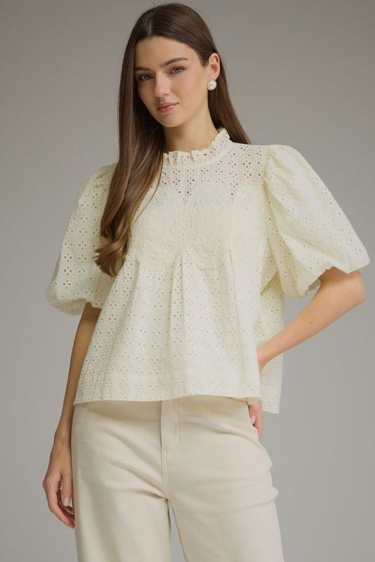 Cream Eyelet Top