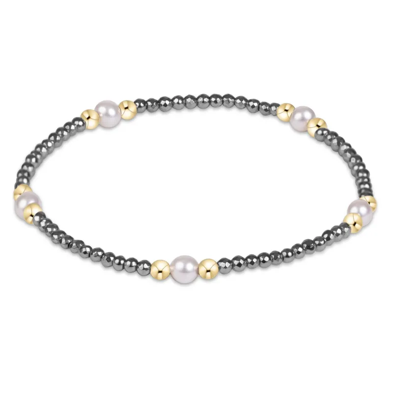 purpose pearl 4mm silver faceted hematite bracelet