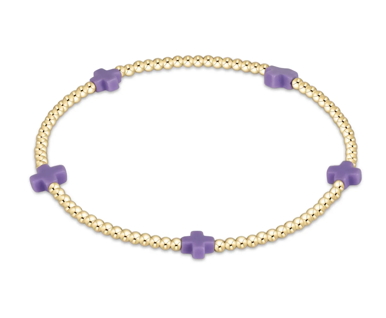 signature cross small 2mm gold bracelet- purple signature cross small 2mm gold bracelet- purple