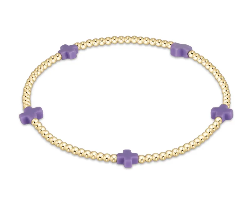 signature cross small 2mm gold bracelet- purple