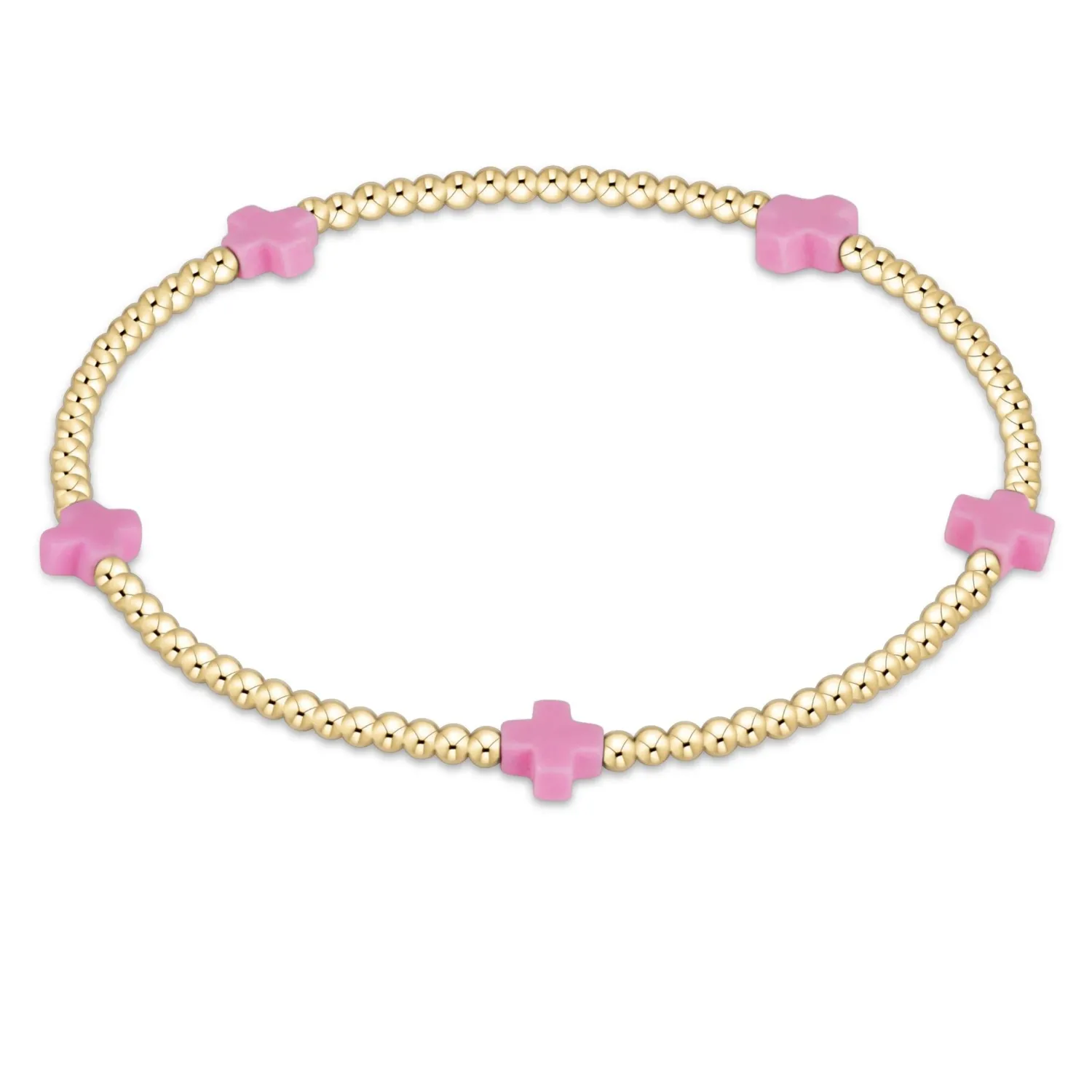 signature cross small 2mm gold bracelet- bright pink signature cross small 2mm gold bracelet- bright pink