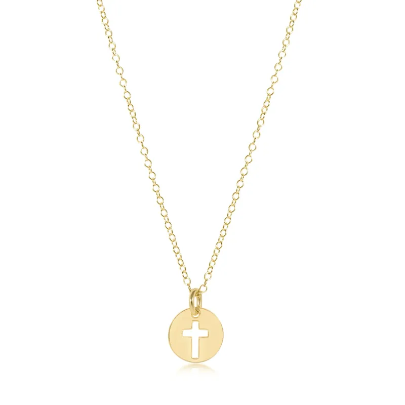 16” necklace gold- blessed small gold disc