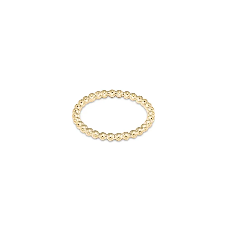 classic gold 2mm bead ring- size 8