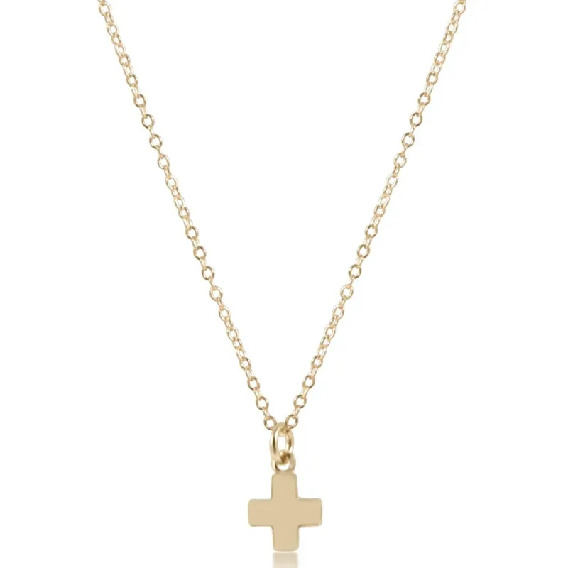 16" necklace gold - signature cross small gold charm