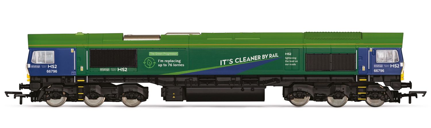 Hornby R30151 GBRf, HS2 Class 66, Co-Co, 66796 &#39;The Green Progressor&#39; - Era 11