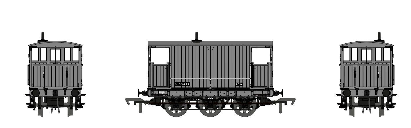 Rapido SECR 6-Wheel Brake Van No.S55434 BR Freight Grey [931008]