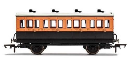 Hornby R40061 LSWR 1st Class 4 Door 4 wheel coach. Oil lamps + step boards 123 [25% Off!*]