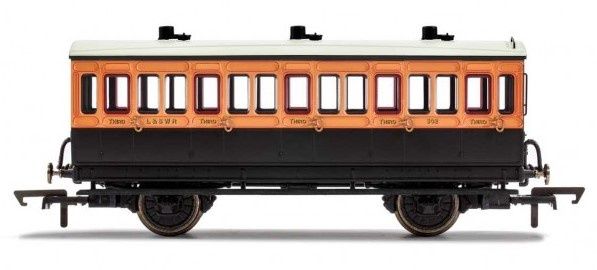 Hornby R40062 LSWR 3rd Class 5 Door 4 wheel coach. Oil lamps + step boards 302 [25% Off!*]