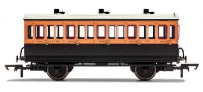 Hornby R40062 LSWR 3rd Class 5 Door 4 wheel coach. Oil lamps + step boards 302 [25% Off!*]