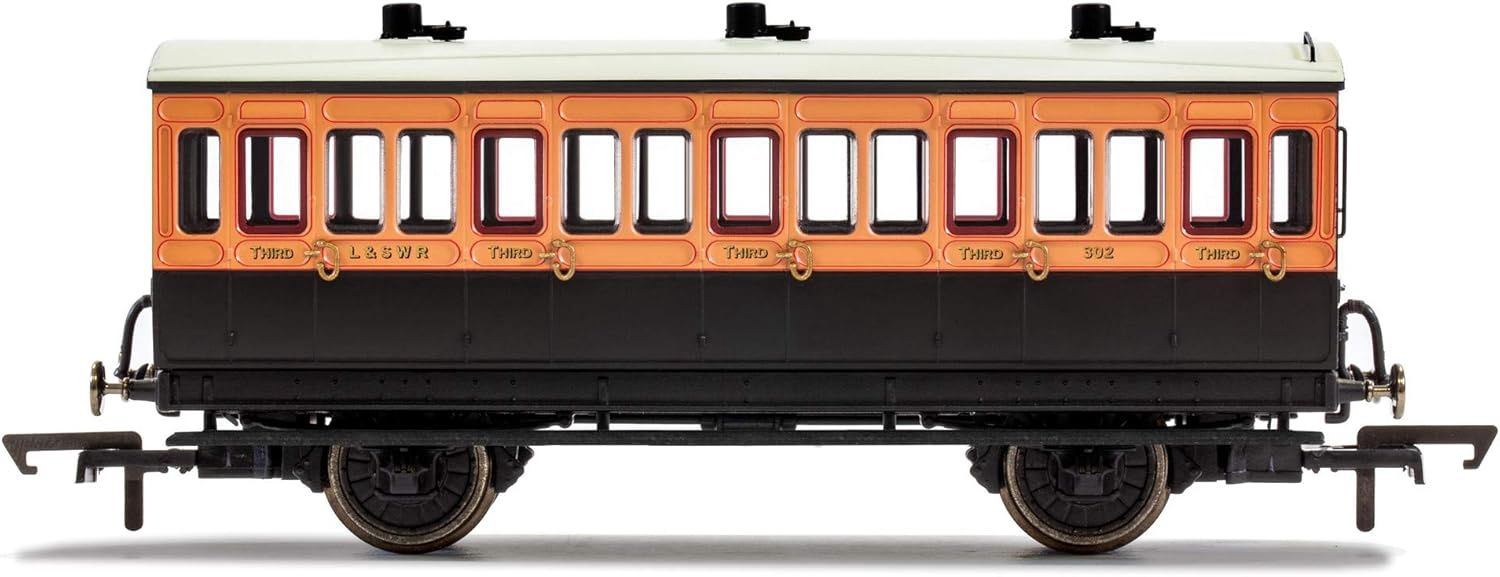 Hornby R40108 LSWR, 4 Wheel Coach, 3rd Class, Fitted Lights, 302 - Era 2 [25% Off!*]