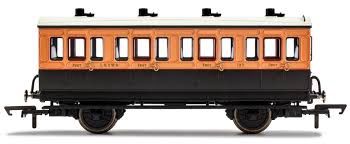 Hornby R40107 LSWR, 4 Wheel Coach, 1st Class, Fitted Lights, 123 - Era 2 [25% Off!*]