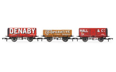 Hornby R60104 Triple Wagon Pack, Denaby Colliery, Leicester Co-Op &amp; Hall &amp; Co - Era 3 [25% Off!*]