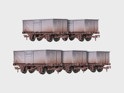 Dapol 16t Steel Mineral Wagon Set (5) BR Grey Weathered [4F-030-107]