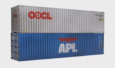 Dapol 40ft Hi Cube Container Set (2) OOCL/APL Weathered [4F-028-171]