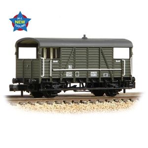 Graham Farish SE&amp;CR 25T &#39;Dance Hall&#39; Brake Van BR Departmental Olive Green [378-028]