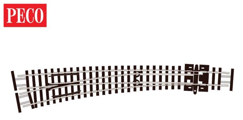 Peco SLE387F N Gauge Streamline Code 55 Curved Double Radius L/H Electrofrog Turnout