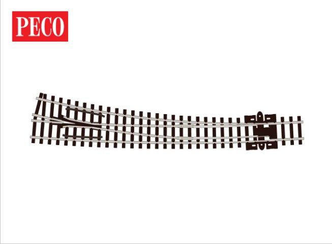 Peco SLE386 N Gauge Streamline Code 80 Curved Double Radius R/H Electrofrog Turnout