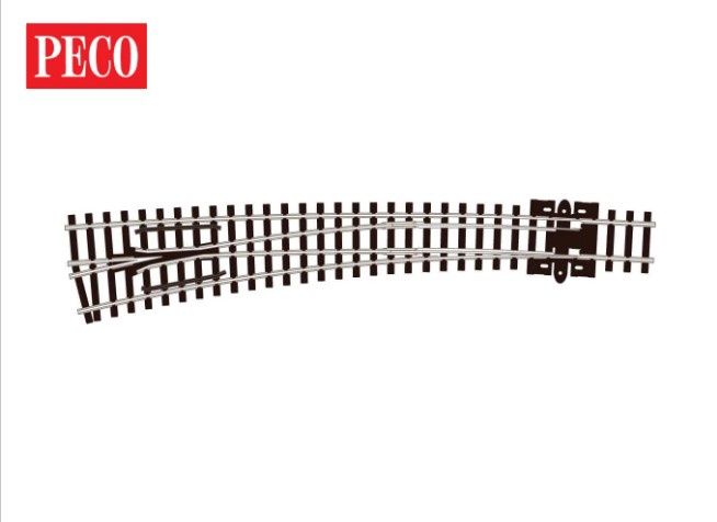 Peco SLE387 N Gauge Streamline Code 80 Curved Double Radius L/H Electrofrog Turnout