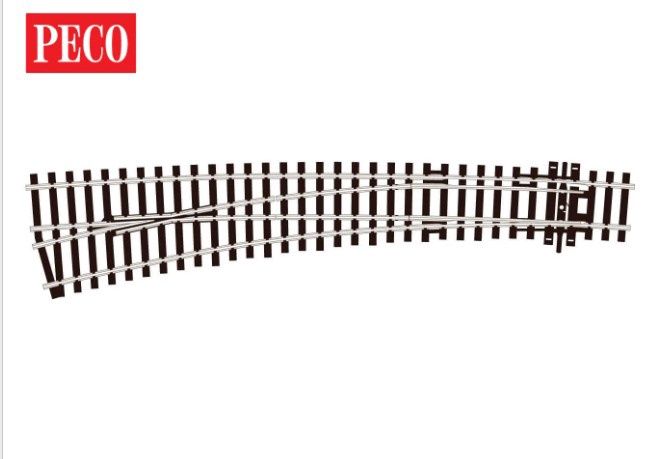 Peco SLE87 OO/HO Gauge Streamline Code 100 Curved Double Radius L/H Electrofrog Turnout
