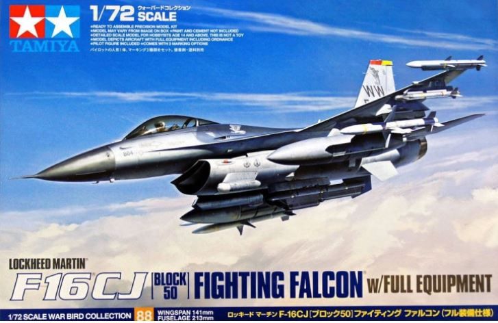 Tamiya Lockheed Martin F-16CJ (Block 50) Fighting Falcon with Full Equipment [1:72] [60788]