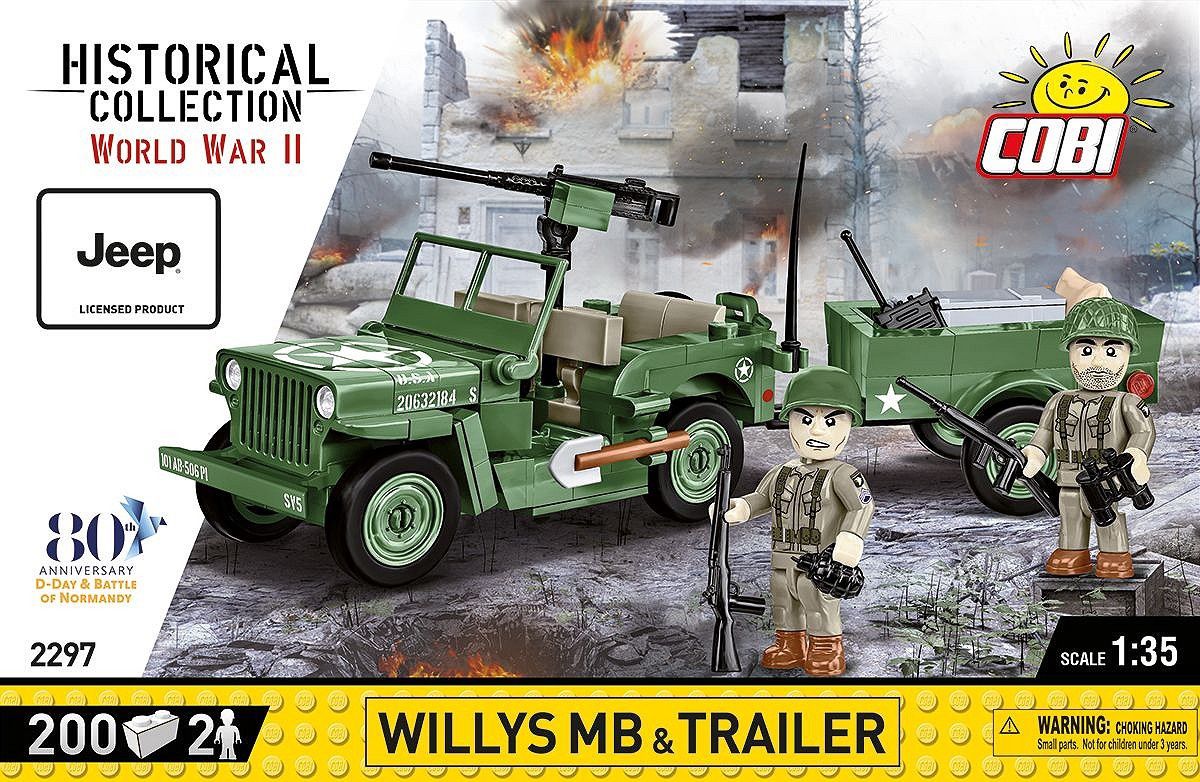COBI 2297 1:35 Willys MB Jeep &amp; Trailer HC WWII Brick Model