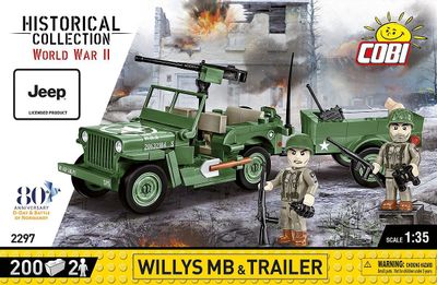 COBI 2297 1:35 Willys MB Jeep &amp; Trailer HC WWII Brick Model